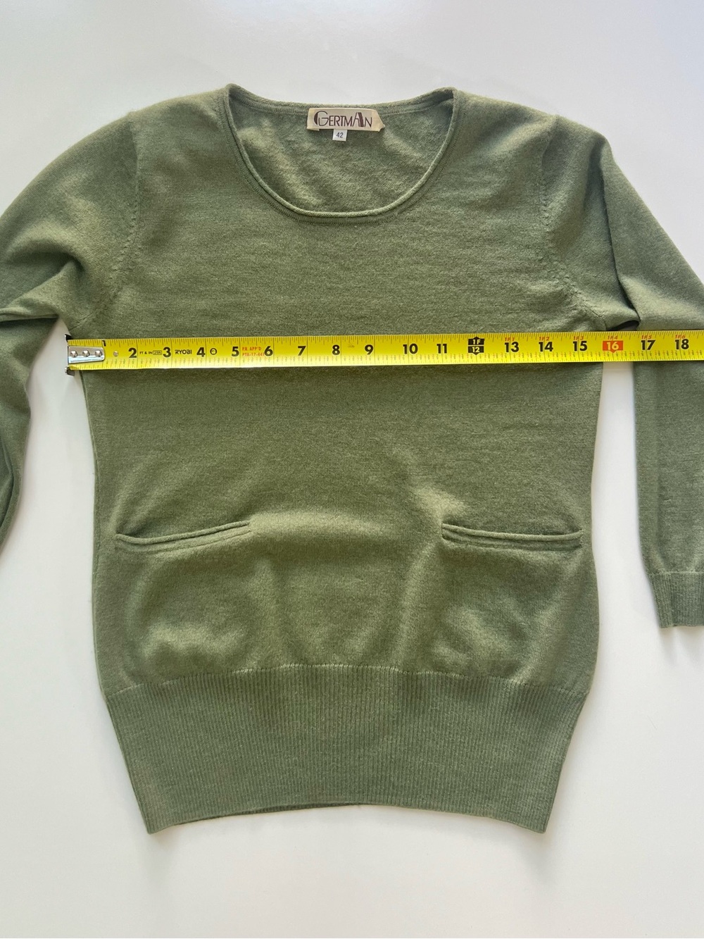 GermAn 100% Cashmere Olive Green Pocket Sweater XS - Picture 8 of 11